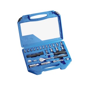 Set di chiavi a bussola LUX Classic da 44 pezzi in valigetta blu.