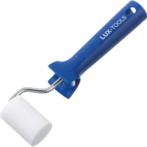 Rullo di schiuma LUX, larghezza 5 cm, per verniciatura fine su superfici lisce. Rullo bianco con manico blu.