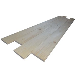 Listoni in legno chiaro, t.b.t., per finiture interne. Venatura naturale del legno visibile.