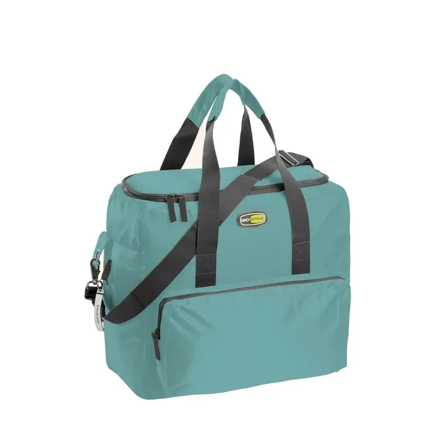 Borsa da campeggio t.b.t. turchese con manici e tracolla.