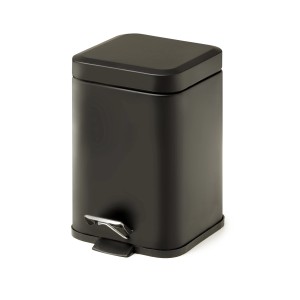 Cestino a pedale da bagno quadrato nero di t.b.t.