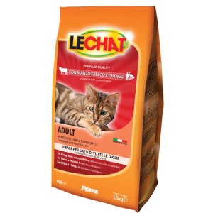 LeChat Adult cibo secco per gatti con manzo e verdure, 1.5kg.