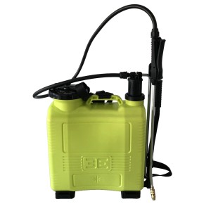 Pompa a pressione gialla t.b.t. per giardino e cura delle piante.