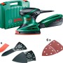 Set levigatrice multifunzione Bosch PSM 160 A con accessori e valigetta.