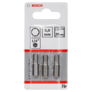 Punta per Avvitatore Bosch Extra Hard HEX 5 25 mm 3 pz