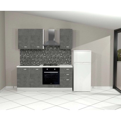 Cucina completa di elettrodomestici Taurus 195 cm sx cemento