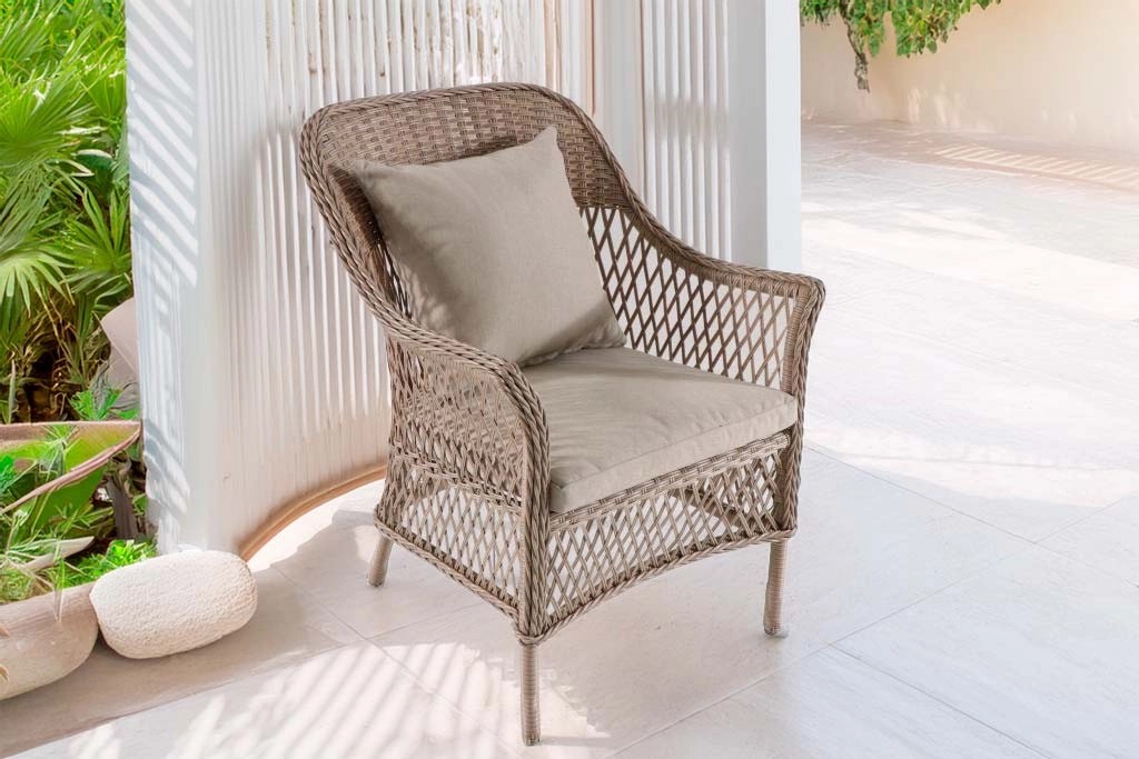 Poltrona da esterno Wicker in rattan con cuscino Roslyn 64x65x87