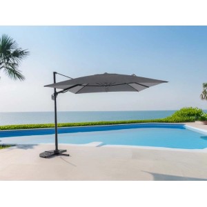 Ombrellone a braccio Bonbeach grigio con telo rettangolare a bordo piscina. Funzione girevole e inclinabile per protezione solare.