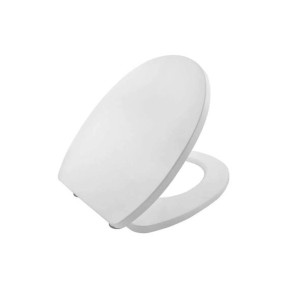 Sedile WC t.b.t. bianco in plastica, forma ovale.