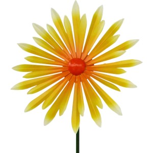 Fiore decorativo giallo-arancio da giardino, altezza 65 cm.
