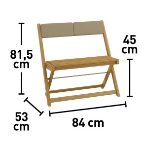 Immagine della panca t.b.t. con dimensioni. Ideale per giardino e terrazza.