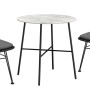 Set balcone Takone nero 3 pezzi con tavolo effetto marmo e sedie con cuscini.