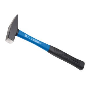 Mazzuola da fabbro LUX Classic, 500 g, con manico in fibra di vetro blu e impugnatura in gomma nera.