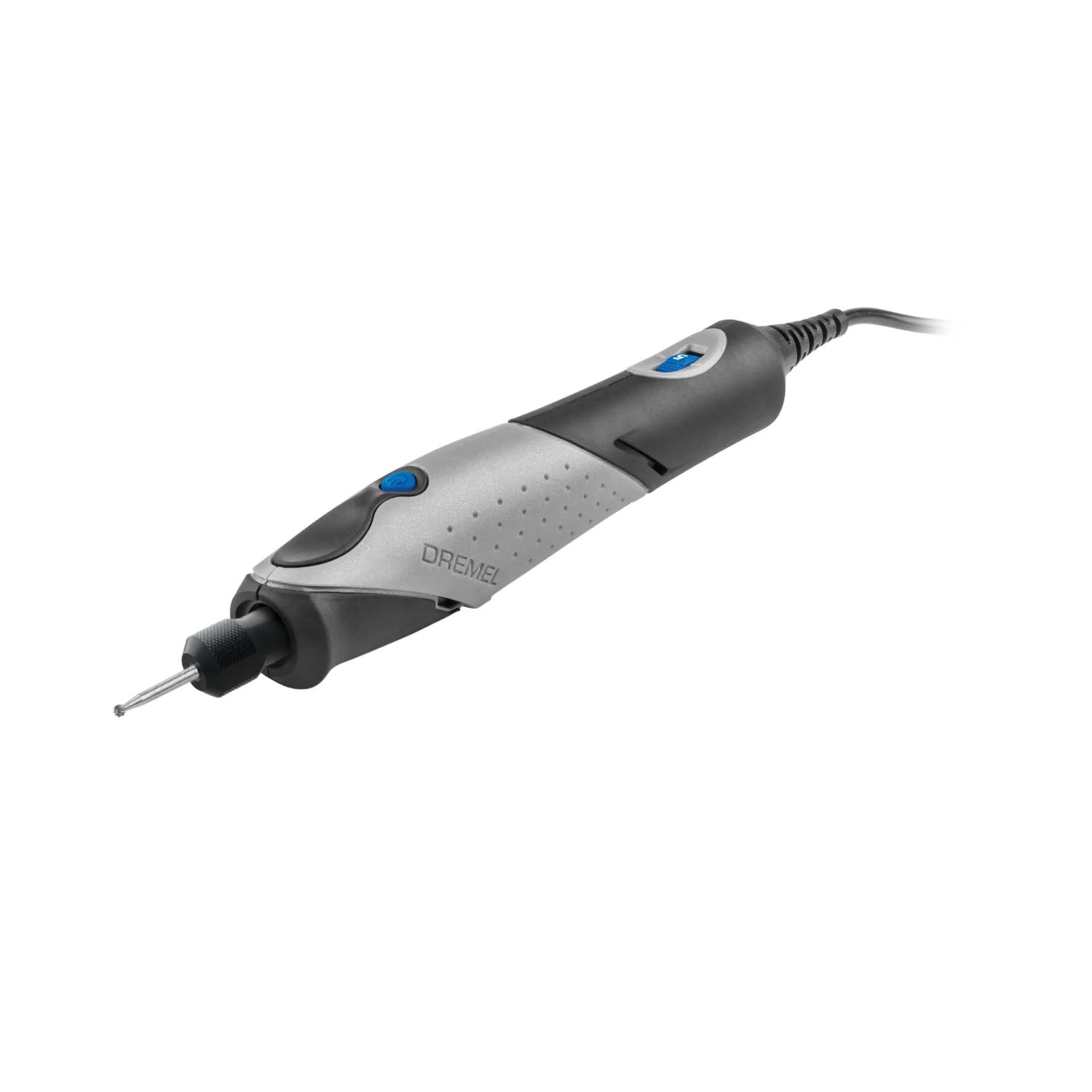 Miniutensile multifunzione Dremel Stylo+ grigio/nero con fresa inserita.