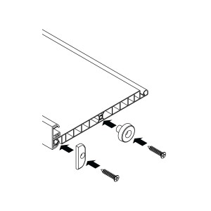 Montaggio porta a soffietto: Dettaglio del fissaggio con viti e accessori.