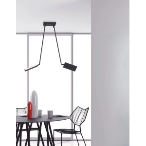 Moderna lampada da soffitto a LED nera con due teste orientabili (Luce Design Book-PL-NERO).