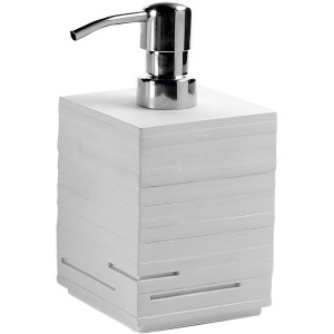 Dispenser sapone t.b.t., quadrato, bianco con pompa cromata.