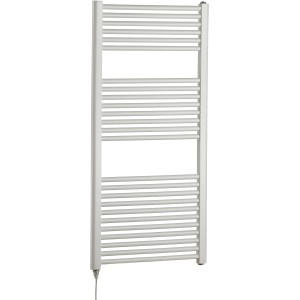 Radiatore t.b.t. bianco con barre orizzontali per bagno o soggiorno.