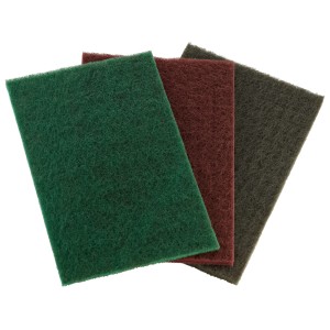 Set LUX di tamponi abrasivi manuali: 3 tamponi in verde, marrone e marrone scuro.