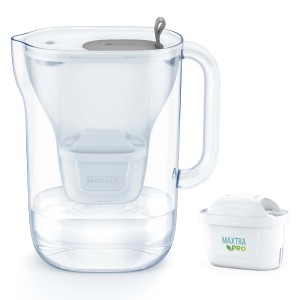 Caraffa filtrante Brita con cartuccia filtrante. Filtro da tavolo per acqua potabile pulita.