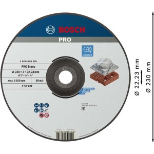 Mola da taglio con centro depresso Bosch PRO Stone 230x3x22,23 mm