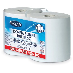 t.b.t. Rotoli di carta, 2 rotoli da 500 strappi ciascuno.