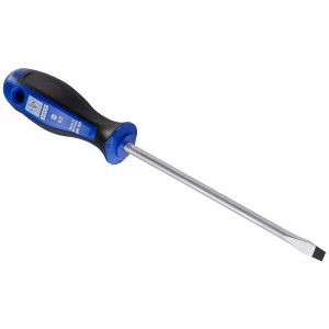 Cacciavite a taglio LUX Comfort, 6,5 mm x 150 mm, con manico bicomponente blu e nero.