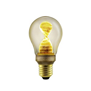 Lampadina LED E27 decorativa con design a clessidra dorata.