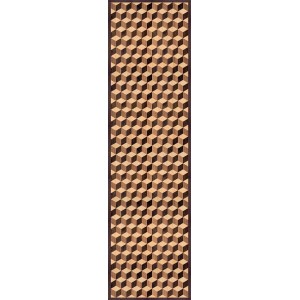 Tappeto da cucina Zerbini con motivo a cubi 3D in marrone e beige.