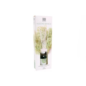 Set profumatore ambiente t.b.t. con olio profumato e bastoncini in legno nella scatola.