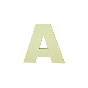 Lettera A in legno, color naturale, per decorazione murale.
