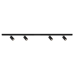 Faretto 4 luci Basic Set per sistema a binario 230V 2x0,75m Nero