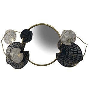 Quadro in metallo con specchio oro 95x6x52 cm