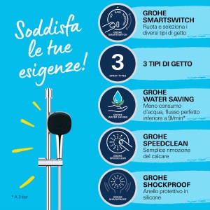 Set soffioni t.b.t. con diversi tipi di getto e funzioni.