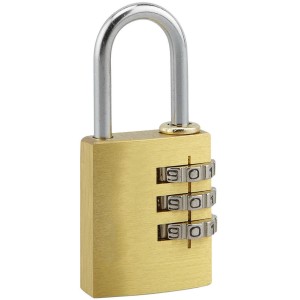 Lucchetto a combinazione t.b.t. color ottone per maggiore sicurezza.