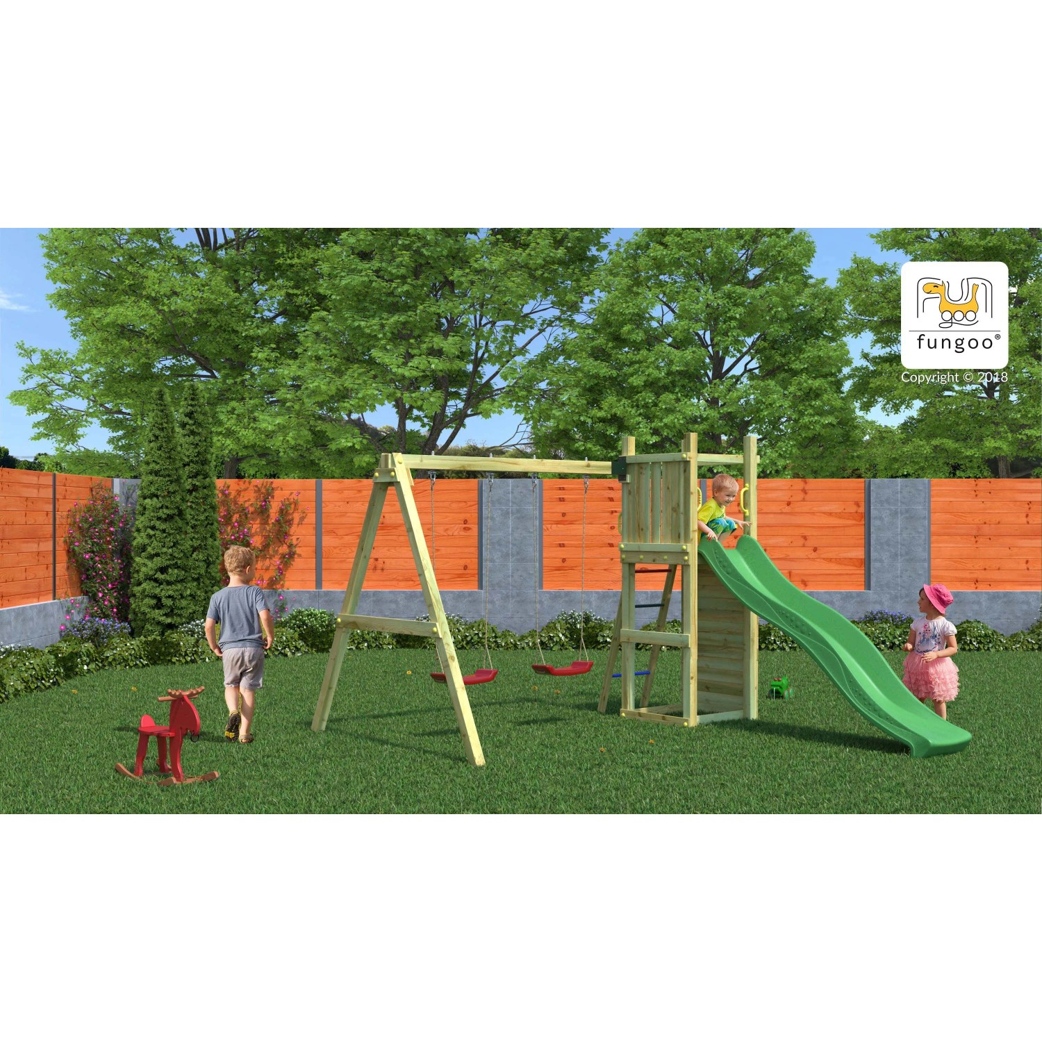 Gioco da giardino Funny con scivolo e altalene 345x284xh210 cm_3