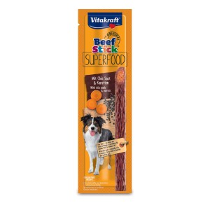 Vitakraft Beef Stick Superfood Carota/Chia per cani, confezione da 25g.