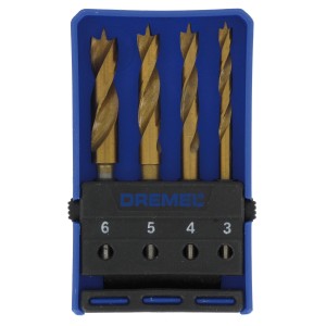 Set di punte per legno Dremel 636 con 4 punte (3-6 mm) in custodia blu.