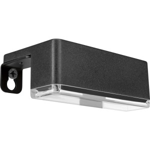 Set da 2 applique solari a LED nere, 9,5x3,5x6 cm, per montaggio a parete esterno.