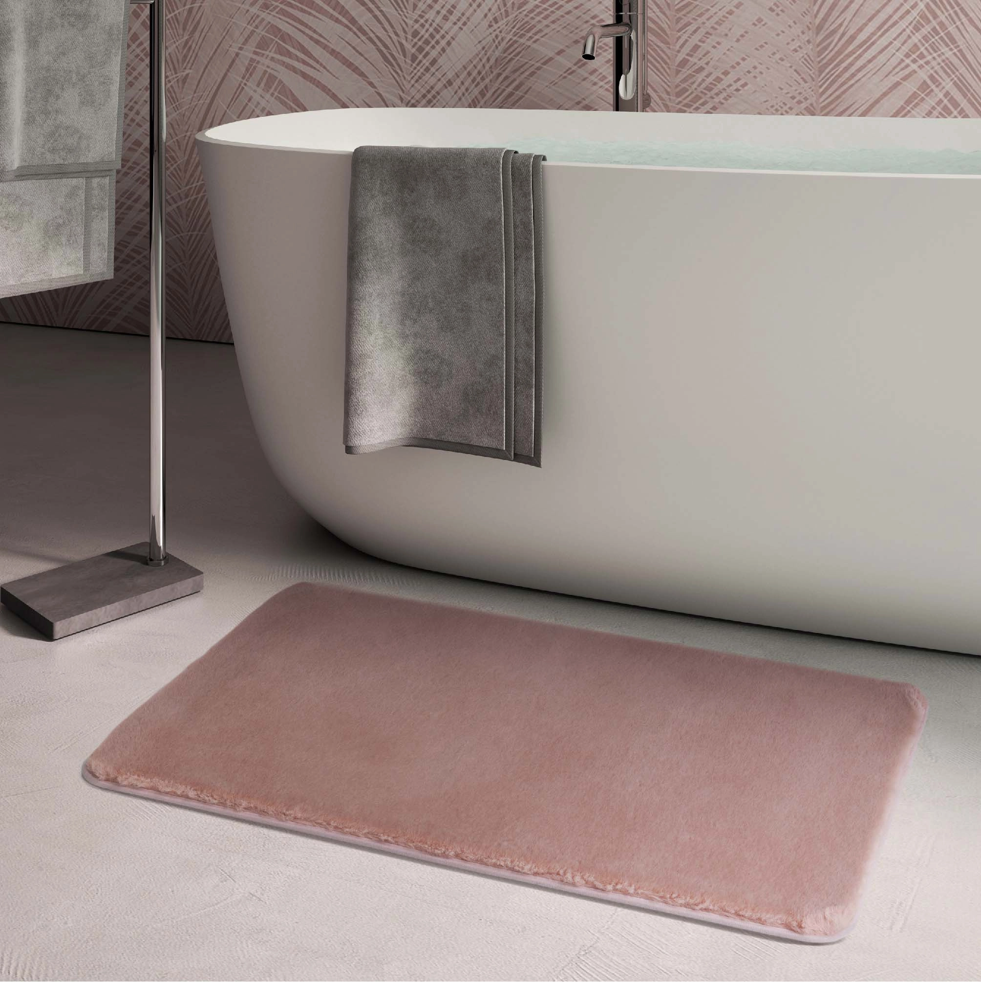 Tappeto bagno Fuzzy 40x60 cm rosa