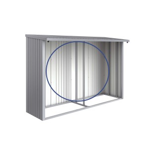 Pannello posteriore Biohort per legnaia Woodstock 300, lamiera d'acciaio color argento metallizzato.