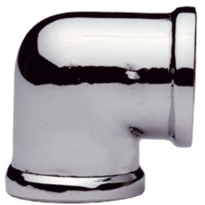 Raccordi in acciaio lucido, angolo a 90 gradi.
