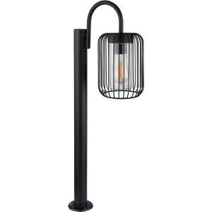 Lampada da esterno Globo nera moderna, alta 80 cm, con aste metalliche e attacco E27.