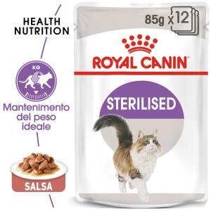 Royal Canin Sterilised cibo umido in salsa per gatti sterilizzati, 12x85g.