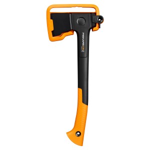Ascia universale Fiskars X-series X18, 44,5 cm, con testa nera e manico arancione.
