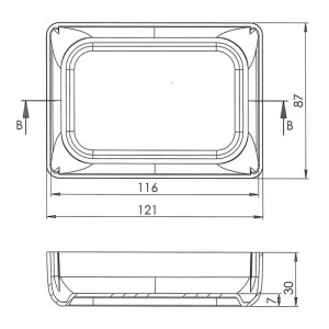 Disegno tecnico: Accessorio bagno t.b.t. con dimensioni.