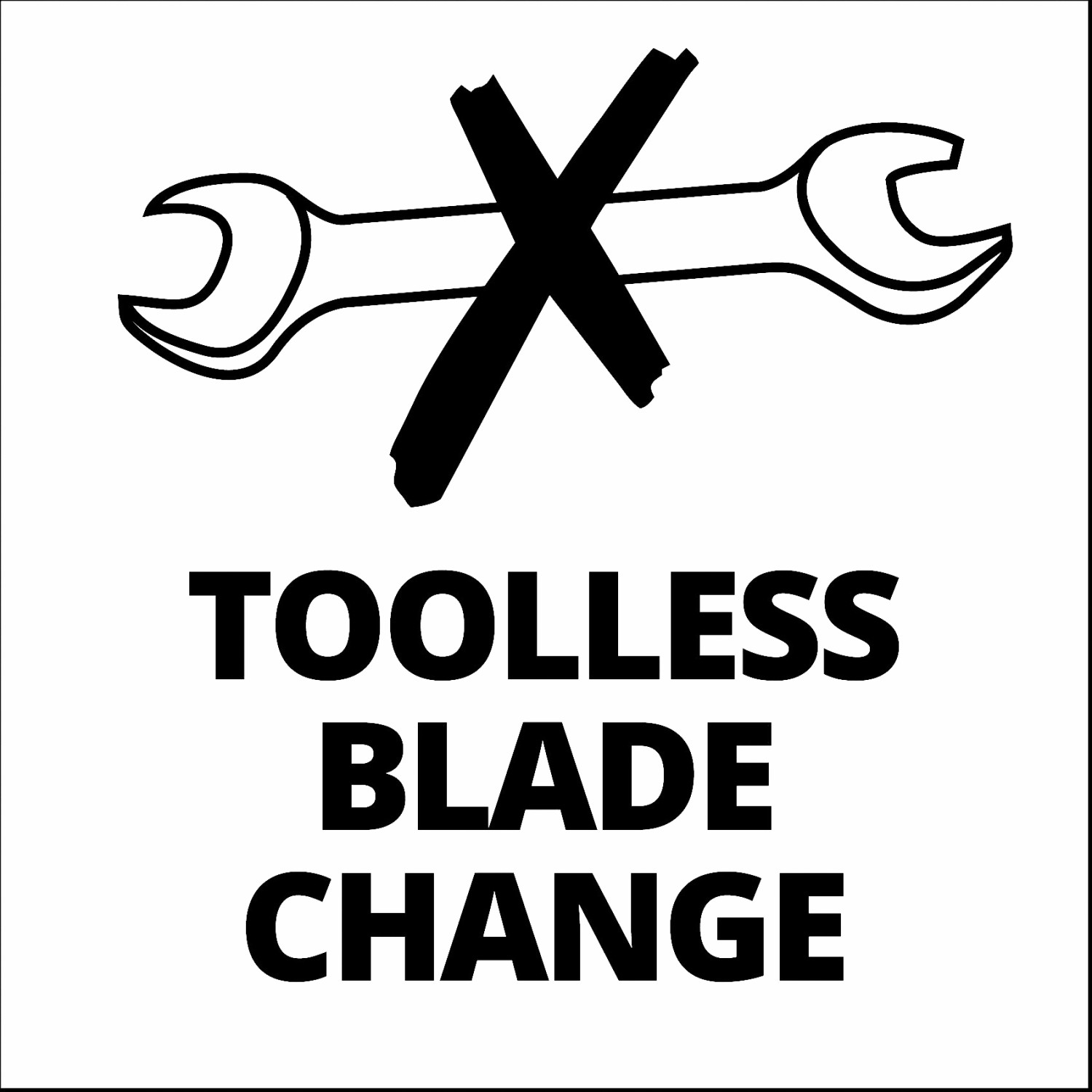 Simbolo per il cambio lama senza attrezzi del tagliaerba a batteria Einhell.