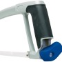 Dettaglio della sega per metalli LUX Professional 300 mm: manico con portalama blu.