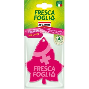 t.b.t. profumo per auto, fragranza Fresca Foglia, design a foglia rosa.