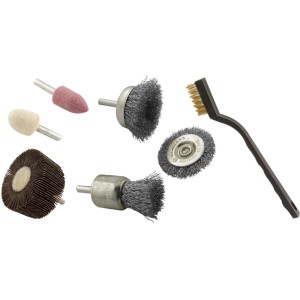t.b.t. Accessori per utensili multifunzione: Set di spazzole, mole abrasive e spazzola di pulizia.